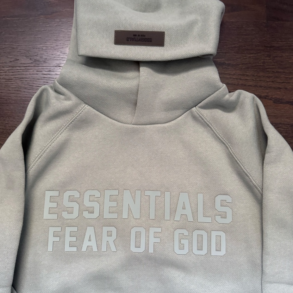 Fear of God Essentials Hoodie SS22 Sycamore Blue&Green Size Small - Picture 2 of 5